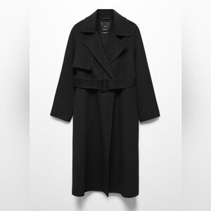 Mango Classic Black Belted Coat